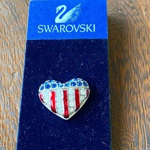 Swarovski Patriotic Heart Brooch- Red, White, Blue